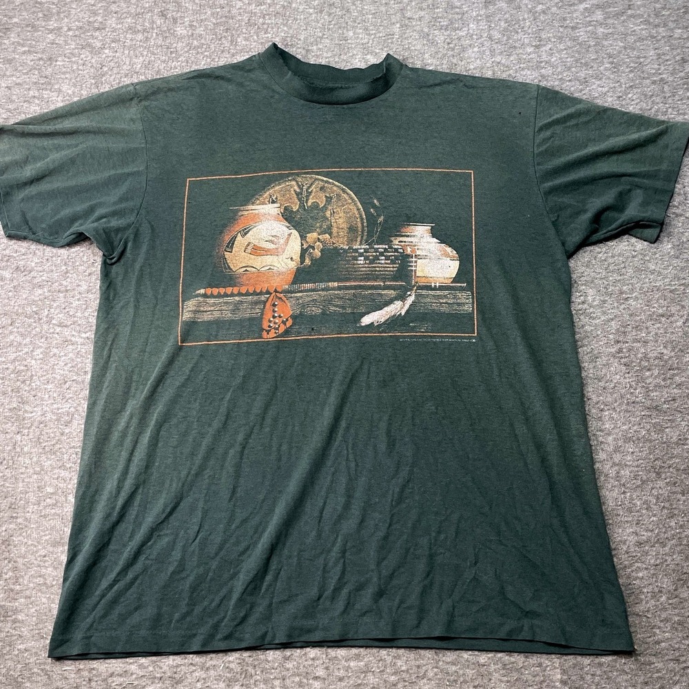 Vintage 3D Emblem Shirt Men XL Graphic Tee Nature USA T Shirt Native Distressed